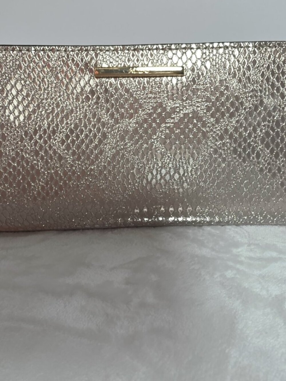 Aldo metallic lilac python-textured wallet with gold hardware  New